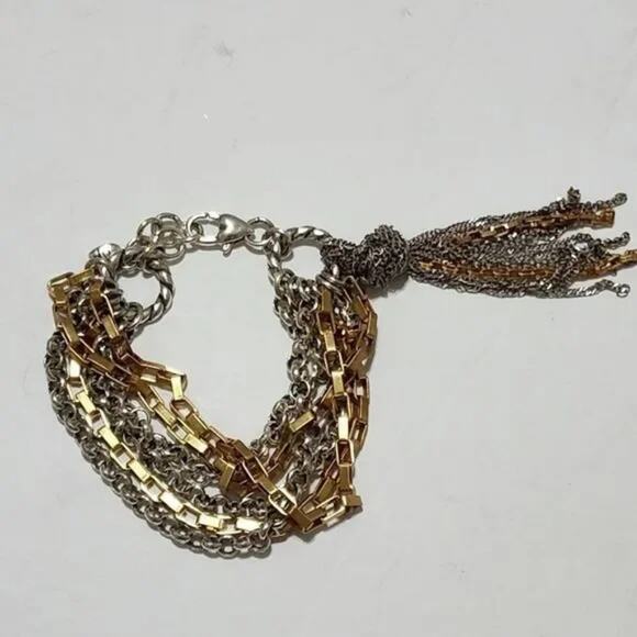 BRIGHTON Tassel in the Mix two tone multi strand bracelet - Picture 1 of 4